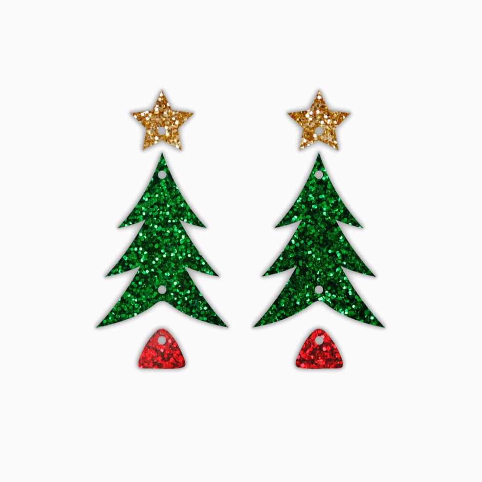 Tree & Star, Christmas Acrylic Shape - earring findings for jewellery making