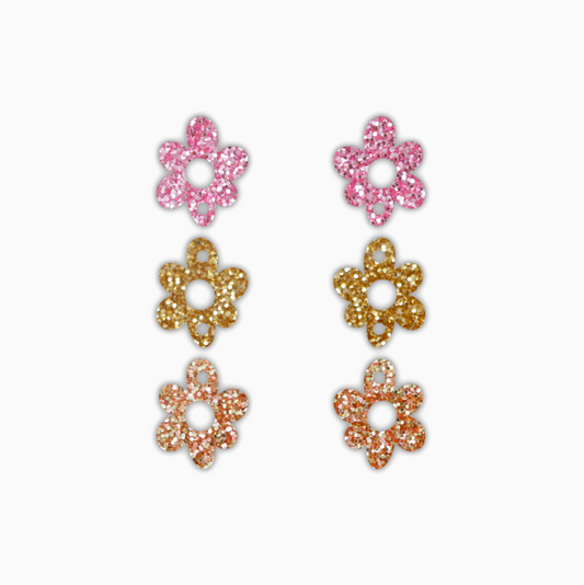 Long Organic Triple Flower Dangle, Acrylic Shape - earring findings for jewellery making