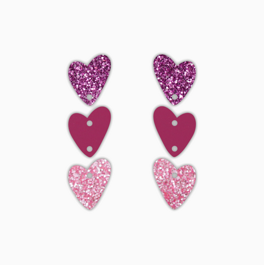 Organic Heart Trio Dangle, Valentines Acrylic Shape - earring findings for jewellery making