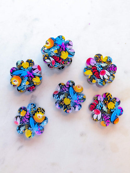 UV printed clear acrylic earring blanks - 3cm flower, Bold Floral - jewellery making
