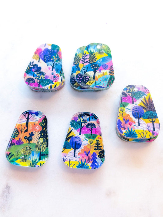 UV printed clear acrylic earring blanks - 3cm bell, Whimsical - jewellery making