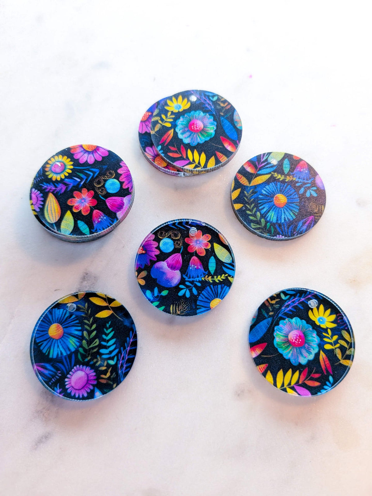 UV printed clear acrylic earring blanks - 3cm circle, Whimsical - jewellery making
