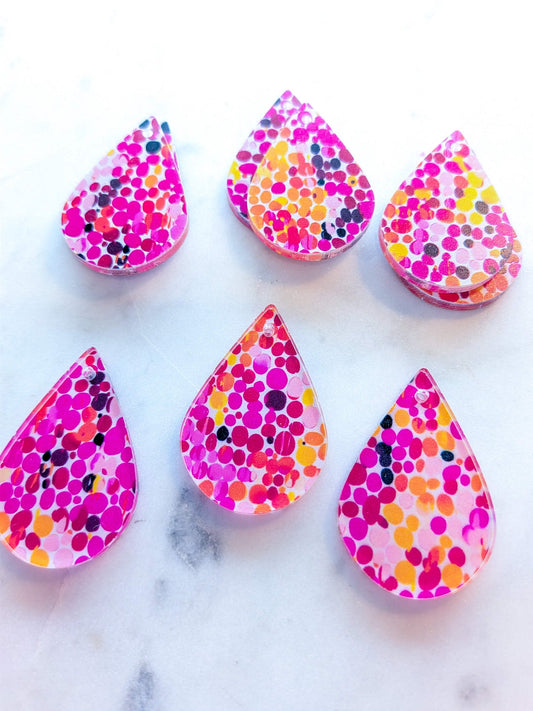 UV printed clear acrylic earring blanks - 4cm teardrop, Summer - jewellery making