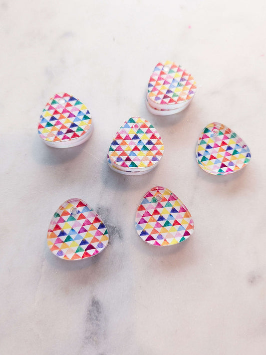 UV printed clear acrylic earring blanks - 2cm pebble, Watercolour - jewellery making