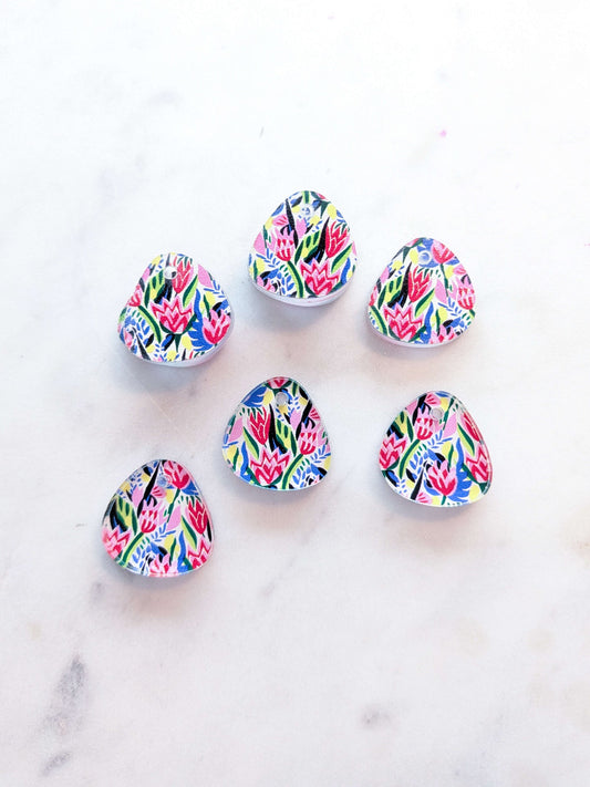 UV printed clear acrylic earring blanks - 2cm pebble, Abstract Art - jewellery making