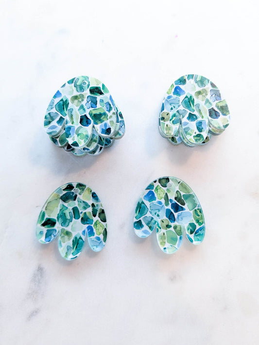 UV printed clear acrylic earring blanks - 3cm boho flower, Terrazzo - jewellery making
