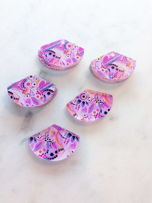 UV printed clear acrylic earring blanks - 3cm fan, Whimsical - jewellery making