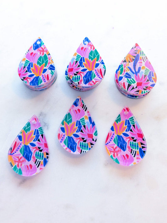UV printed clear acrylic earring blanks - 4cm teardrop, Abstract Art - jewellery making