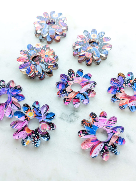 UV printed clear acrylic earring blanks - 3cm daisy with large hole, Whimsical - jewellery making