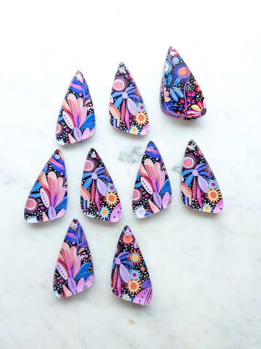 UV printed clear acrylic earring blanks - 4cm irregular, Whimsical - jewellery making