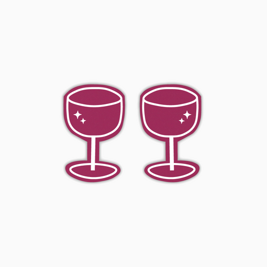 Wine Glass, Engraved Acrylic Shape - earring findings for jewellery making