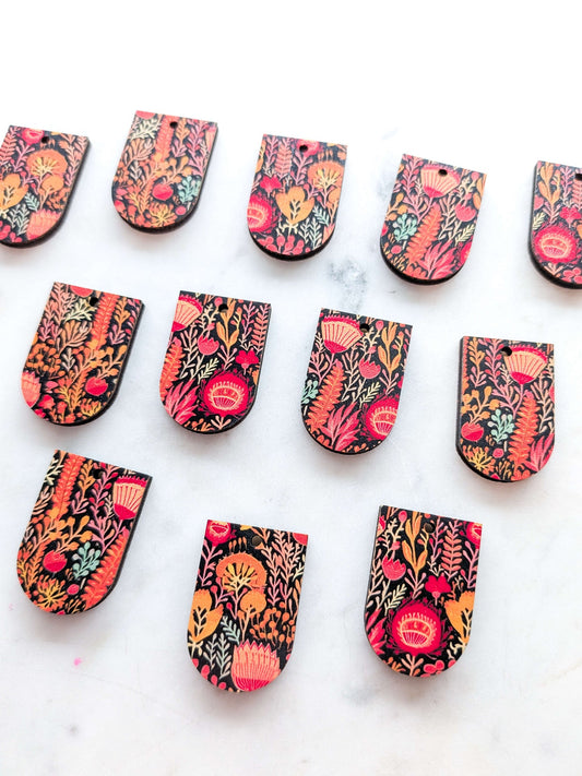 UV printed wood earring blanks - 3cm arch, Australiana - jewellery making