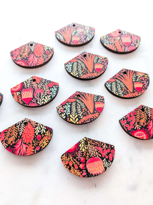 UV printed wood earring blanks - 3cm fan, Australiana - jewellery making