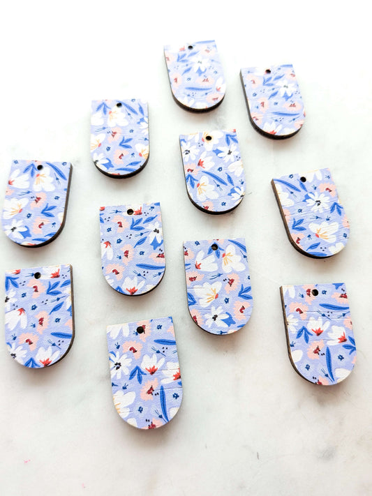 UV printed wood earring blanks - 3cm arch, Botanics - jewellery making