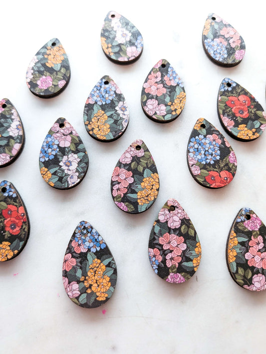 UV printed wood earring blanks - 3cm teardrop 2, Australiana - jewellery making