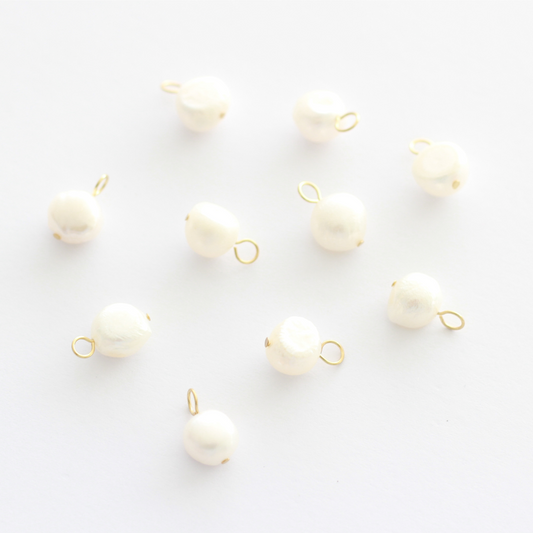 Freshwater 10-11mm Pearl Charms with Gold Loop - jewellery making supplies