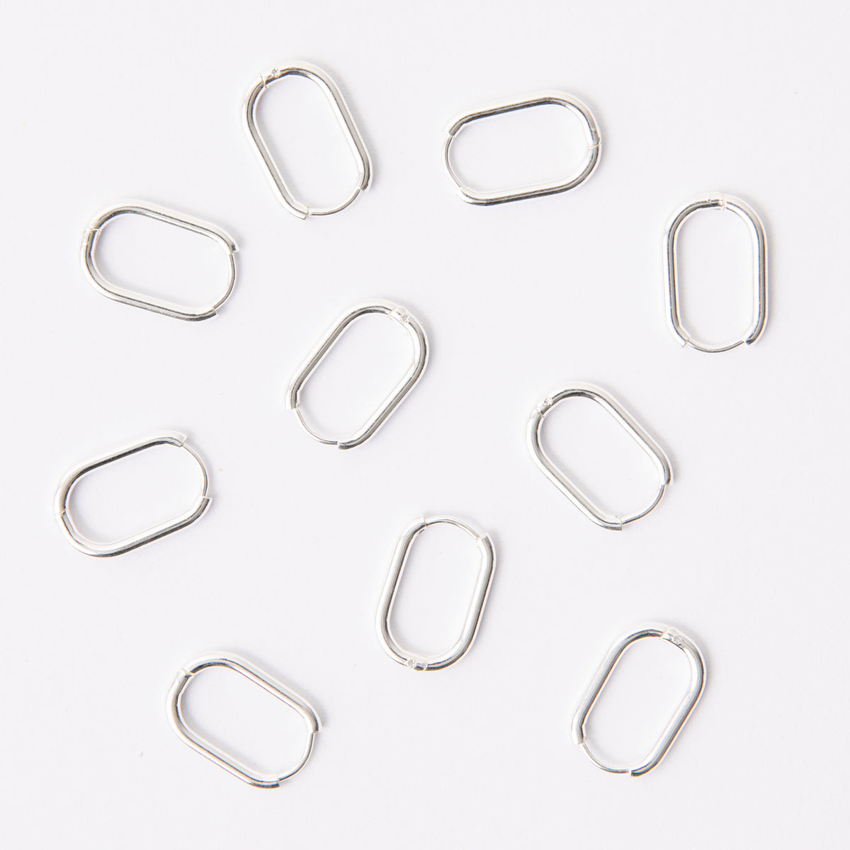 18mm Silver Oval Huggie Earrings, 2mm Thick, Stainless Steel (304)