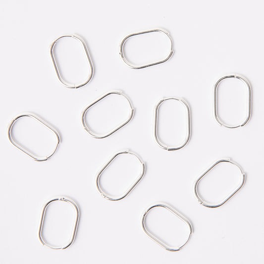 23mm Silver Oval Huggie Earrings, 2mm Thick, Stainless Steel (304)