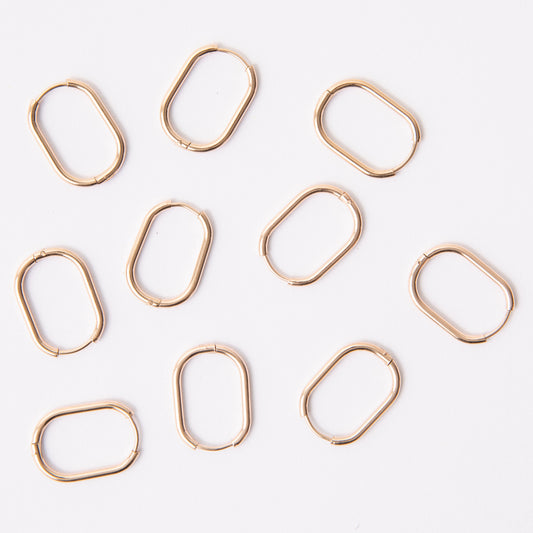 23mm Rose Gold Oval Huggie Earrings, 2mm Thick, Stainless Steel (304)