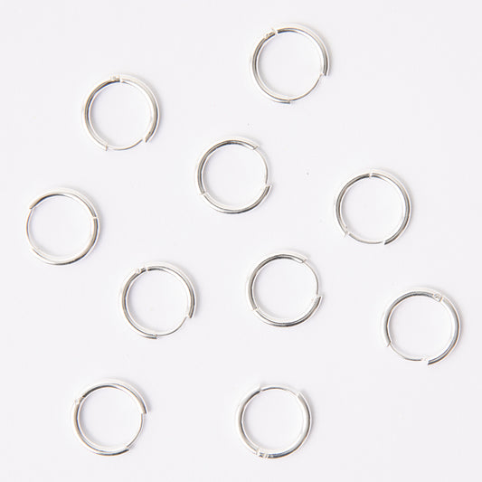 16mm Silver Circle Huggie Earrings, 2mm Thick, Stainless Steel (304)