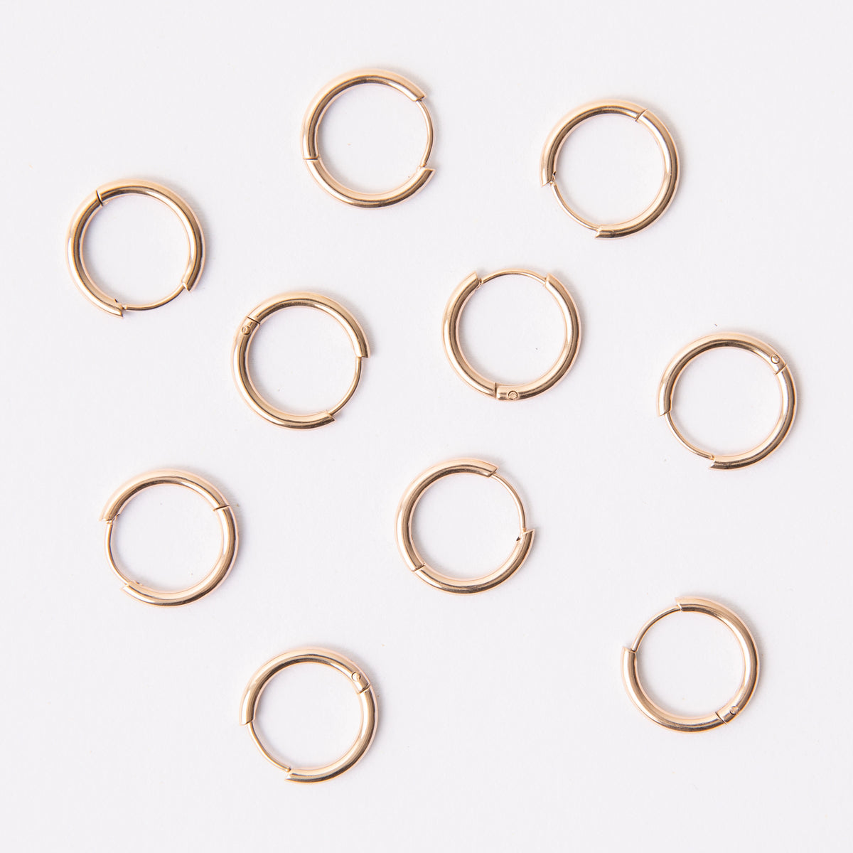 16mm Rose Gold Circle Huggie Earrings, 2mm Thick, Stainless Steel (304)