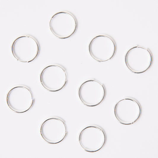 20mm Silver Circle Huggie Earrings, 2mm Thick, Stainless Steel (304)