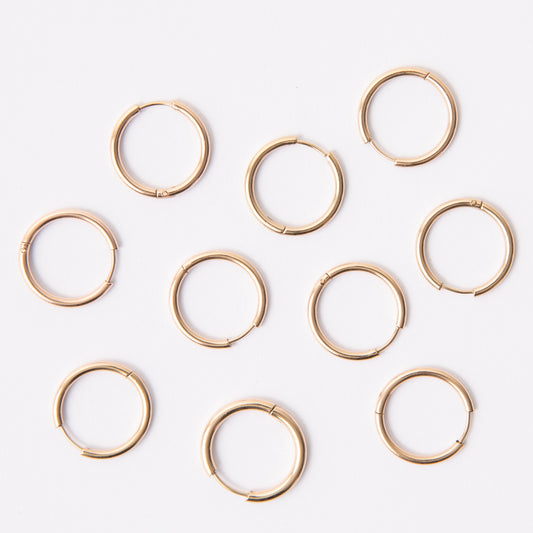 20mm Rose Gold Circle Huggie Earrings, 2mm Thick, Stainless Steel (304)