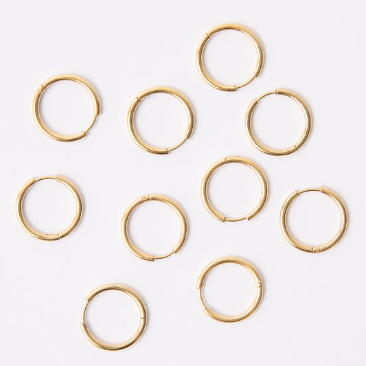 20mm Gold Circle Huggie Earrings, 2mm Thick, Stainless Steel (304)