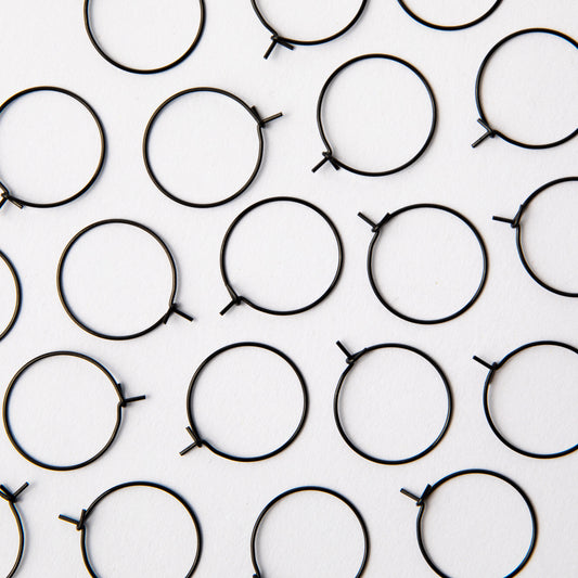 25mm Black Hoop Earrings in Stainless Steel (304)