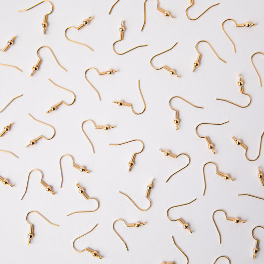 Gold Shepherd Hook Earrings in Surgical Steel (316L)