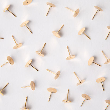 Gold 8mm Earring Posts in Surgical Steel (316L)