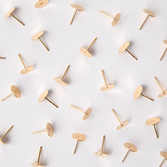 Gold 8mm Earring Posts in Surgical Steel (316L)