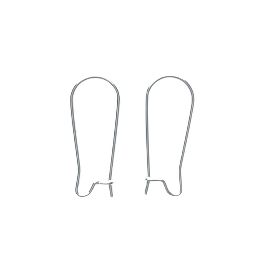 25mm Kidney Hook Silver Stainless Steel (304) Earrings - 20 pieces