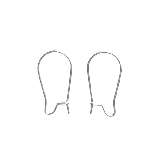 20mm Kidney Hook Silver Surgical Stainless Steel (304) Earrings - 20 pieces
