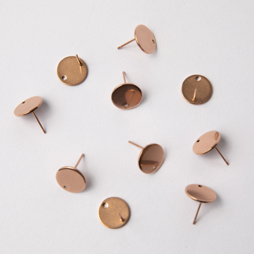 12mm Rose Gold Circle Stainless Steel (304) Decorative Earrings