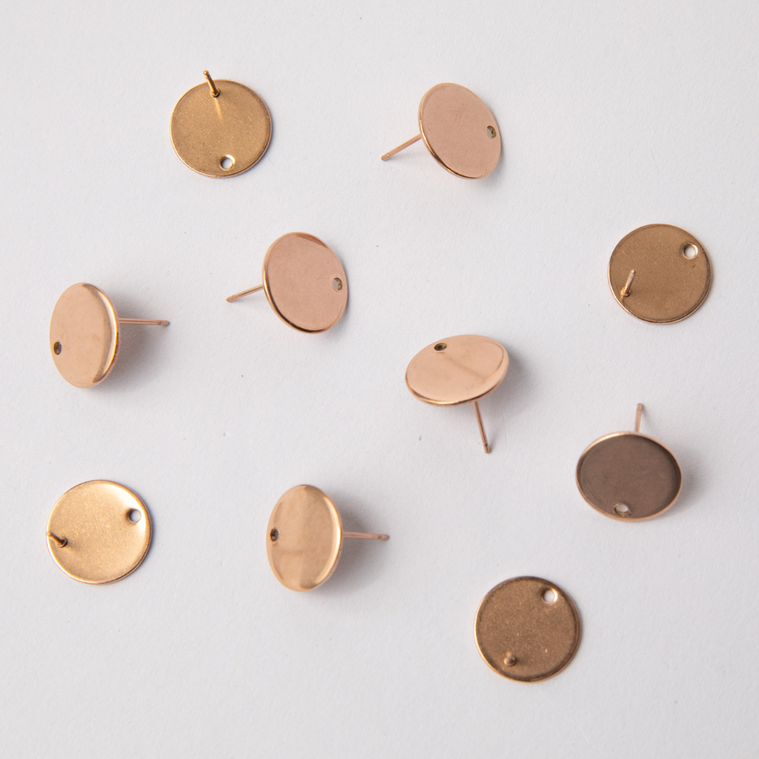 15mm Rose Gold Circle Stainless Steel (304) Decorative Earrings