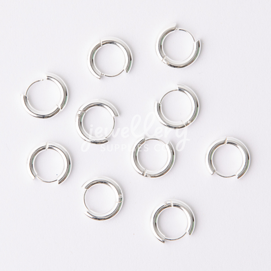 16mm Silver Circle Huggie Earrings, 3mm Thick, Stainless Steel (304)
