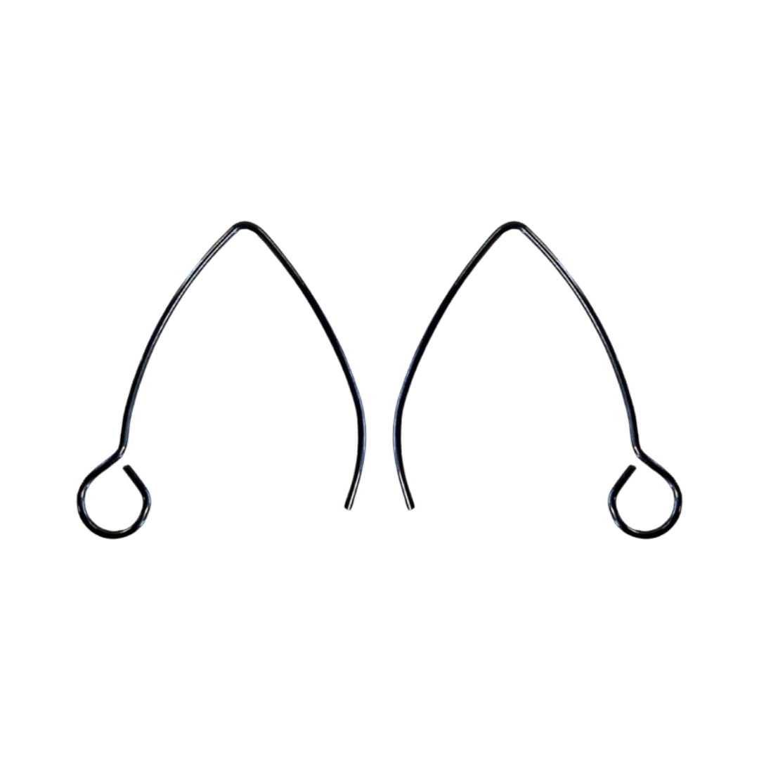 30mm Marquise Black Hook Earrings in Stainless Steel (304)
