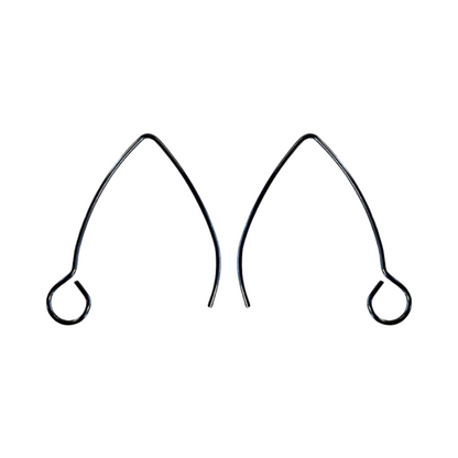 30mm Marquise Black Hook Earrings in Stainless Steel (304)