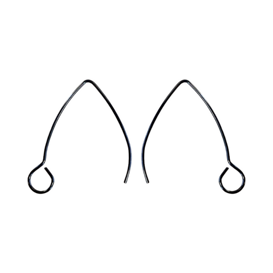30mm Marquise Black Hook Earrings in Stainless Steel (304)