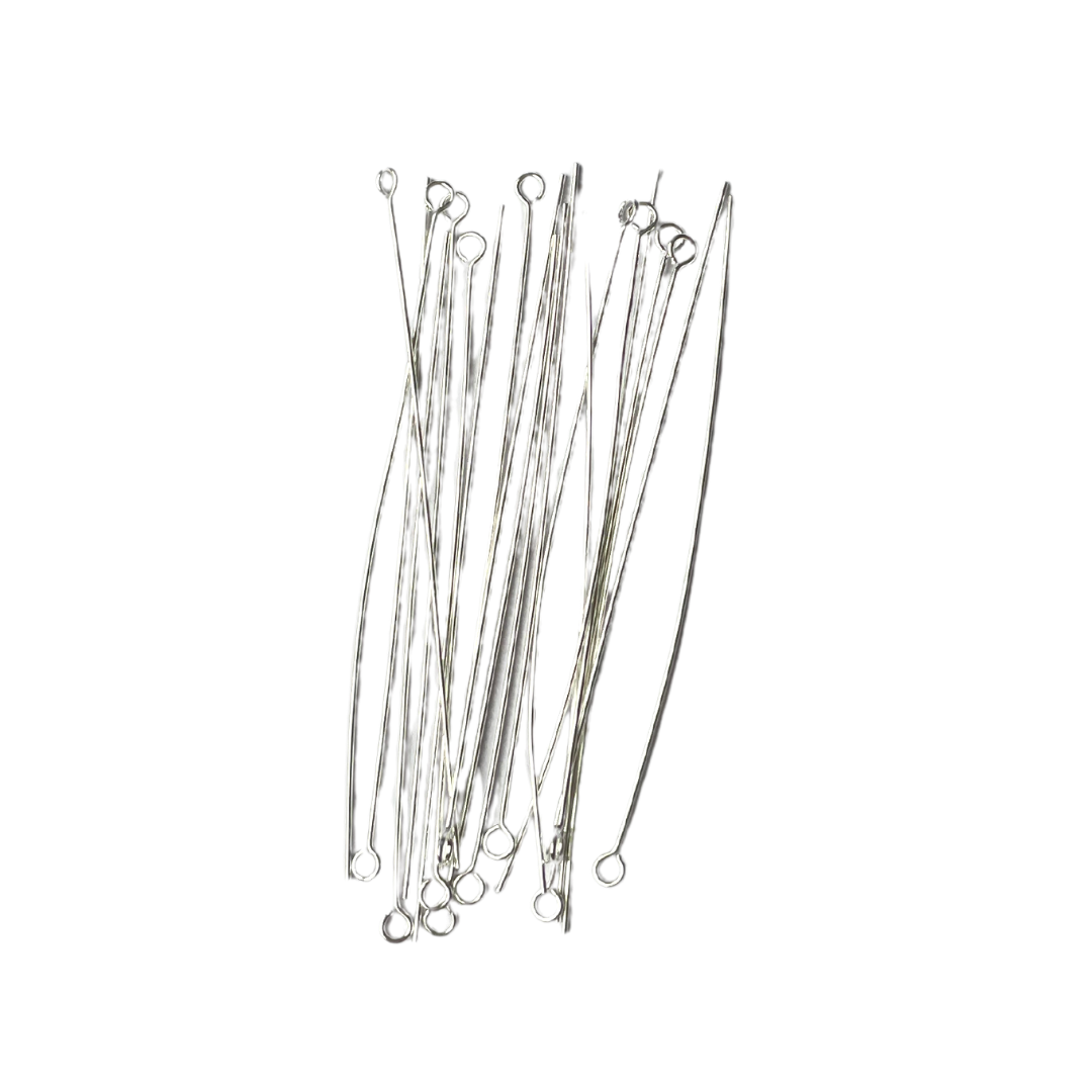 70mm Silver Stainless Steel Eye Pins - earring findings for jewellery making