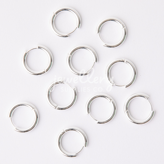 20mm Silver Circle Huggie Earrings, 3mm Thick, Stainless Steel (304)