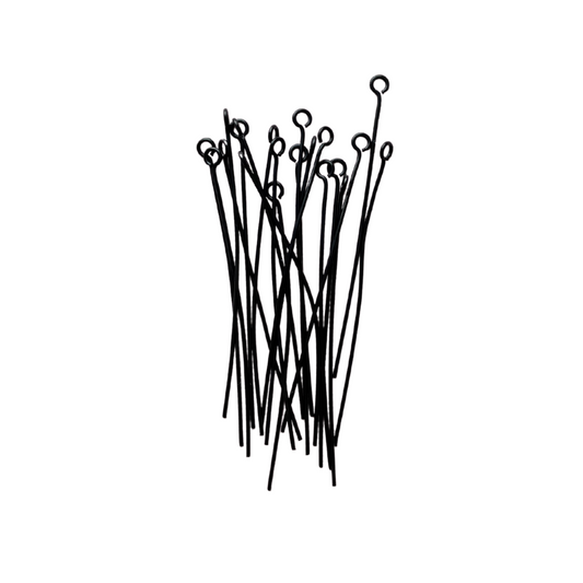 50mm Black Stainless Steel Eye Pins - earring findings for jewellery making