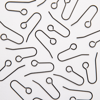 35mm Black All In One Black Hook Earrings in Stainless Steel (304)