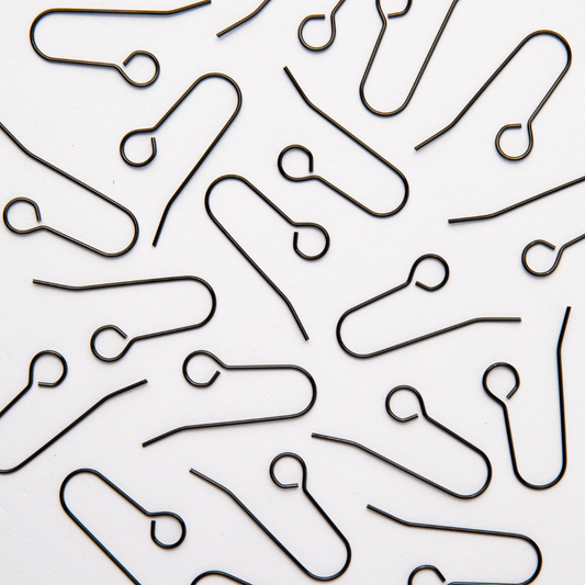 35mm Black All In One Black Hook Earrings in Stainless Steel (304)