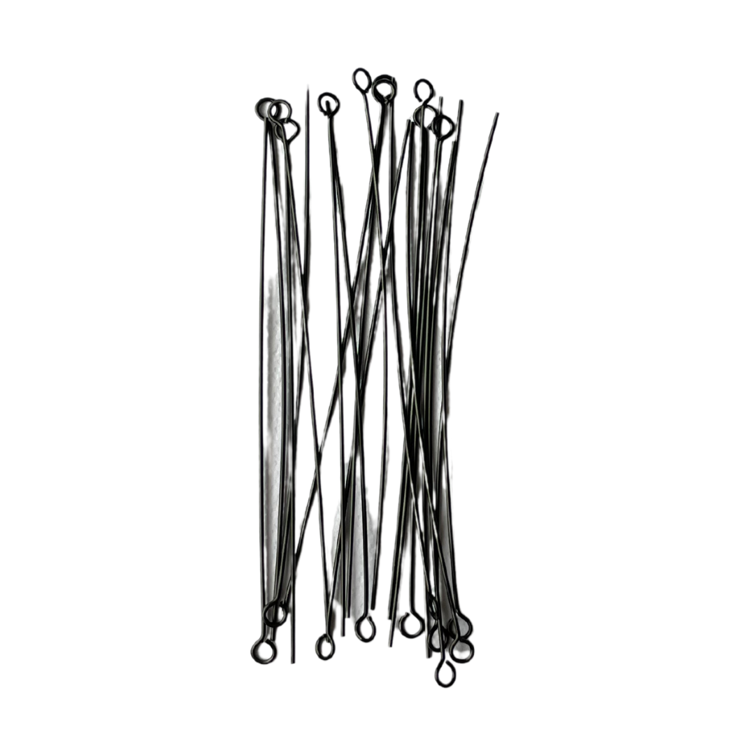 70mm Black Stainless Steel Eye Pins - earring findings for jewellery making
