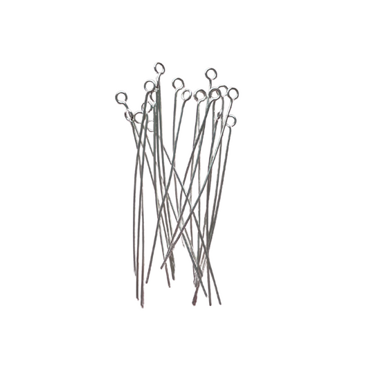 50mm Silver Stainless Steel Eye Pins - earring findings for jewellery making