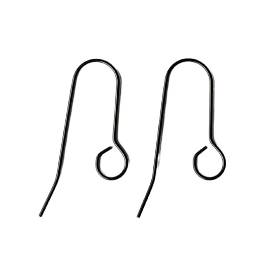 35mm Black All In One Black Hook Earrings - Stainless Steel (304) - 20 Pieces