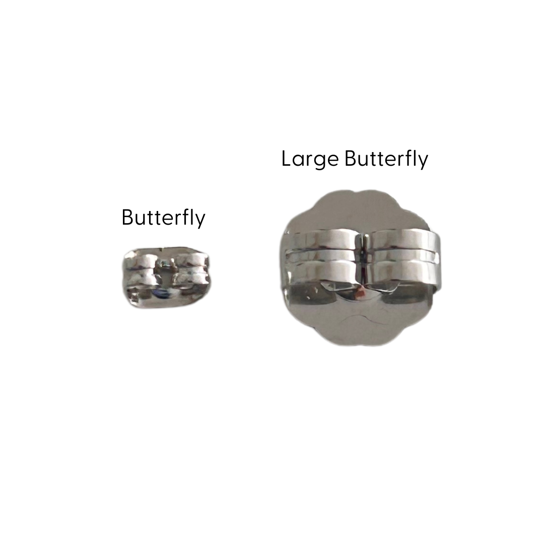 5 Mm Medium Butterfly Earring Backs, Surgical Stainless Steel 201