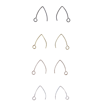 30mm Marquise Black Hook Earrings - Stainless Steel (304) - 20 Pieces